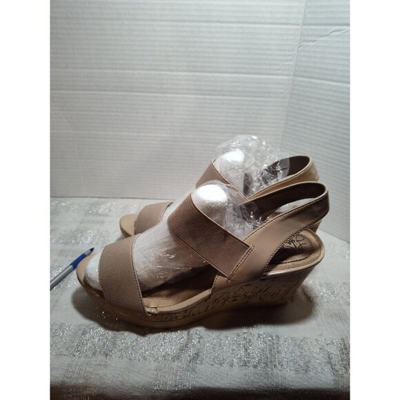 Life Stride Elusive Cork Beige Patent Stretch Straps Wedge‎ Sandals Sz 11M - Picture 4 of 7